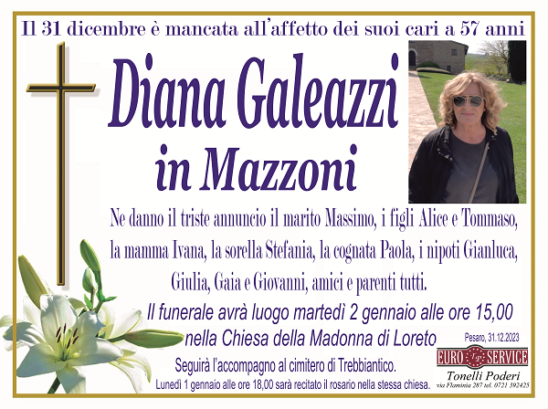 manifesto funebre di Diana Galeazzi