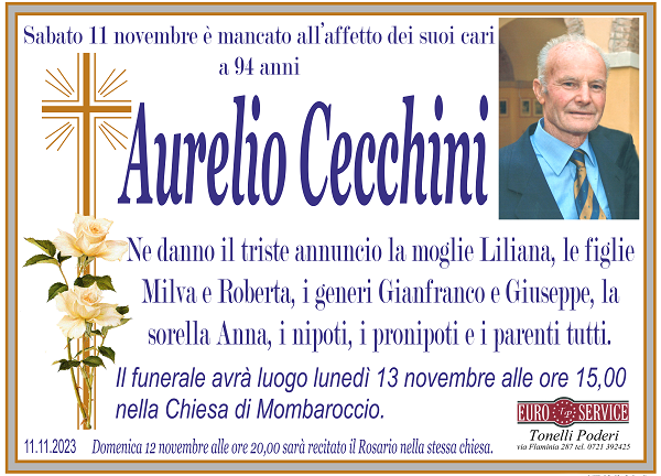 manifesto funebre di Aurelio Cecchini