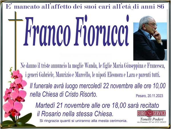 manifesto funebre di Franco Fiorucci