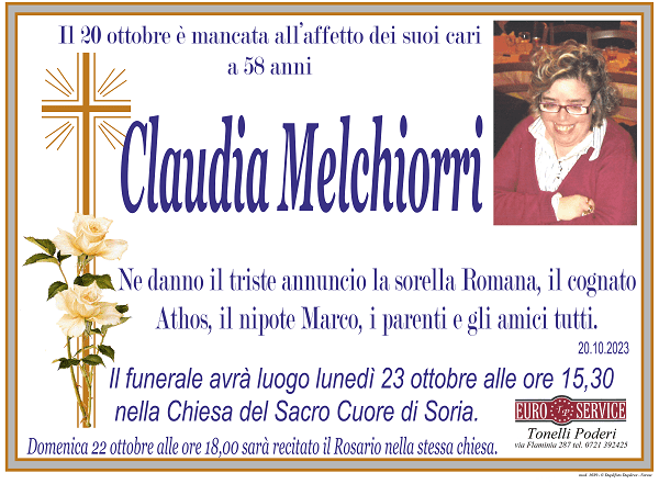 manifesto funebre di Claudia Melchiorri