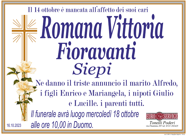 manifesto funebre di Romana Vittoria Fioravanti