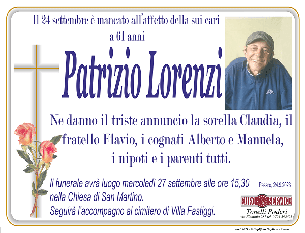 manifesto funebre di Patrizio Lorenzi