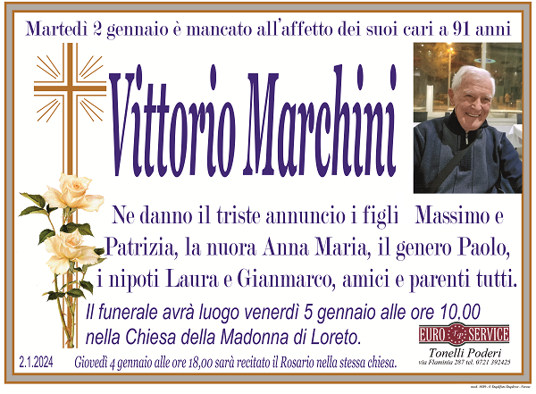 manifesto funebre di Vittorio Marchini