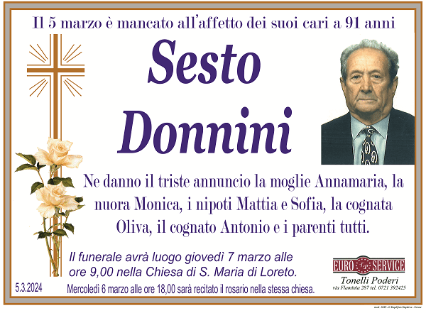 manifesto funebre di Sesto Donnini