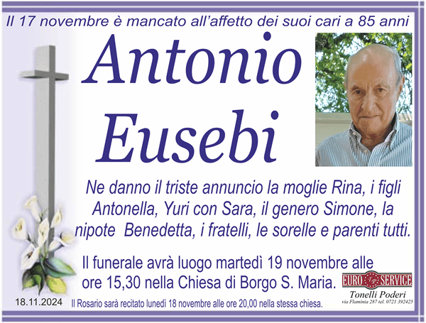 manifesto funebre di Antonio Eusebi