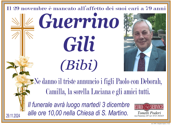 manifesto funebre di Guerrino Gili