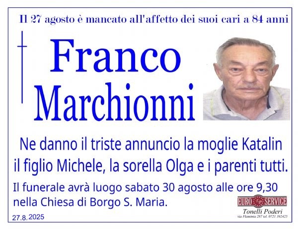 manifesto funebre di Franco Marchionni