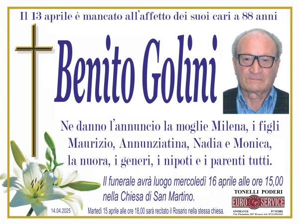 manifesto funebre di Benito Golini