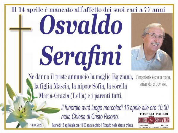 manifesto funebre di Osvaldo Serafini