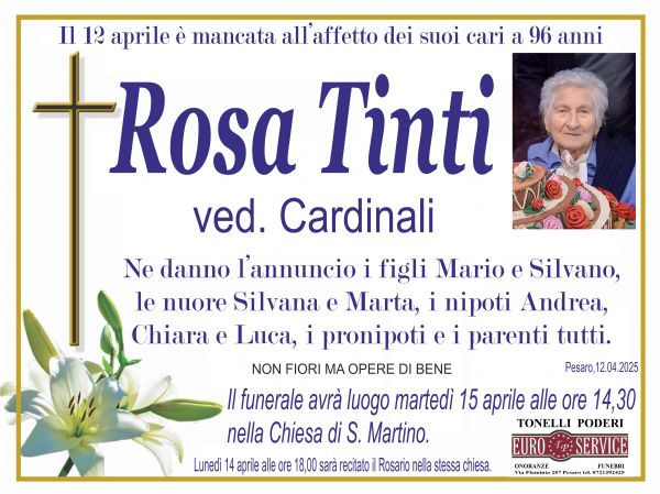 manifesto funebre di Rosa Tinti