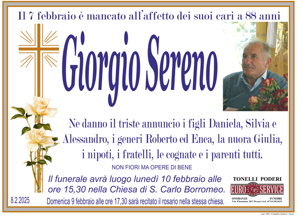 manifesto funebre di Giorgio Sereno