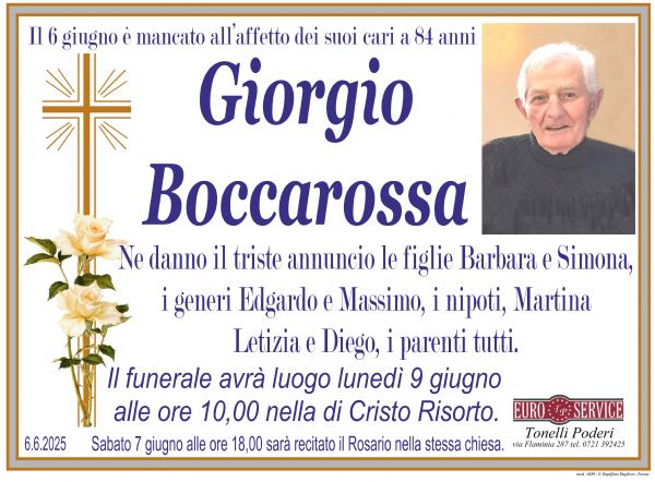 manifesto funebre di Giorgio Boccarossa