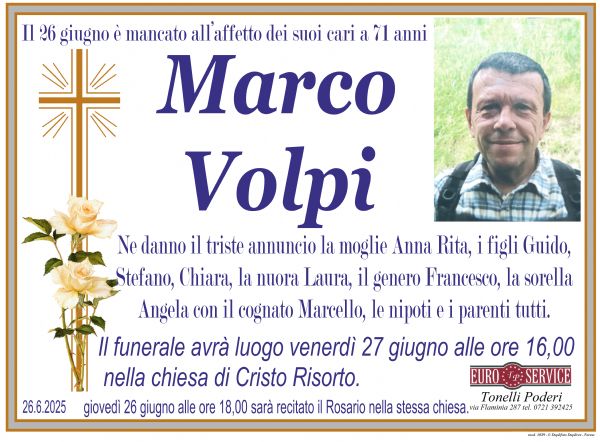 manifesto funebre di Marco Volpi