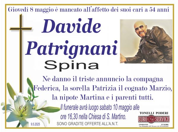 manifesto funebre di Davide Patrignani