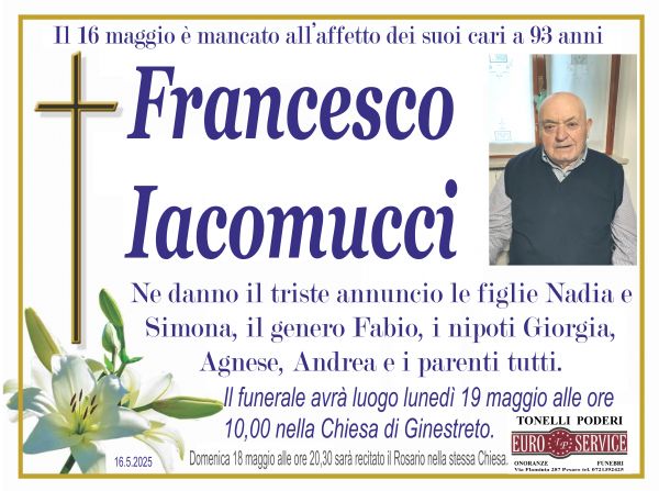 manifesto funebre di Francesco Iacomucci