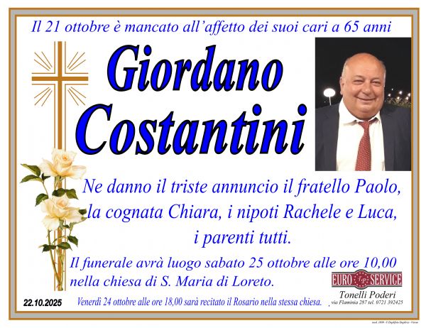 Necrologio di Giordano Costantini