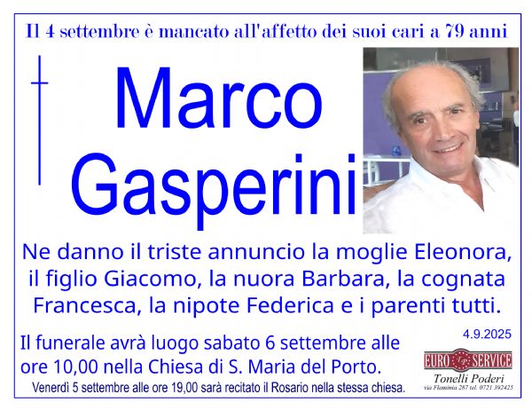 manifesto funebre di Marco Gasperini