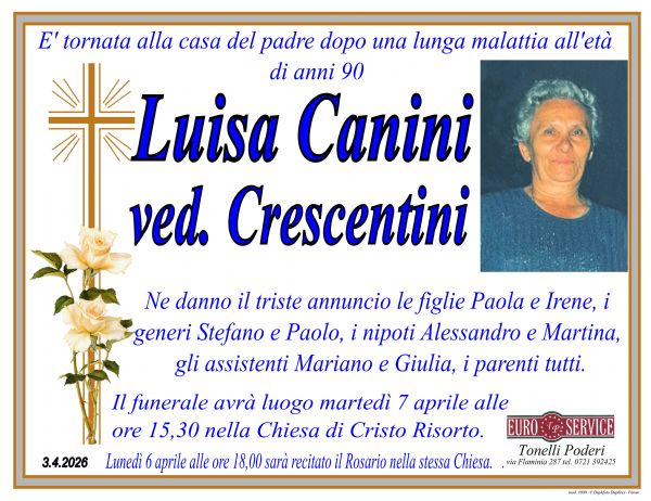 Necrologio di Luisa Canini